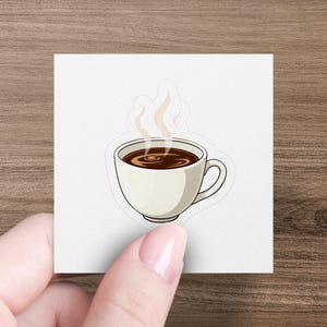 Coffee Cup Sticker, Cute Coffee Sticker, Coffee Lover Gift, Aesthetic Stickers, Laptop Sticker, Water Bottle Decor, Planner Sticker