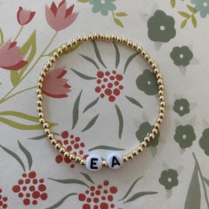 Bracelet with 14k gold filled beads, can be personalised, gold or silver, stretch bracelet - gift for her / women e.g initials, mum, bride