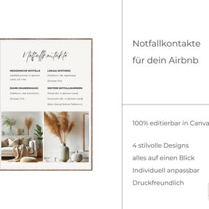Noodcontacten voor je Airbnb – 4 stijlvolle Canva-sjablonen | Praktisch & betrouwbaar
