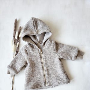 Walk jacket transition jacket winter jacket jacket children babies boy girl inner lining wool felt zipper color choice beige cream gray taupe