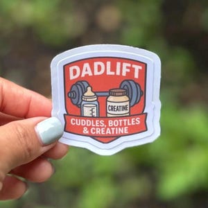 Dad Lift-knuffels, flessen en creatine | Vaderdagcadeau | Motiverend | Waterbestendig | Fitness | Hijssticker | Sportschoolhumor | Fitte vader