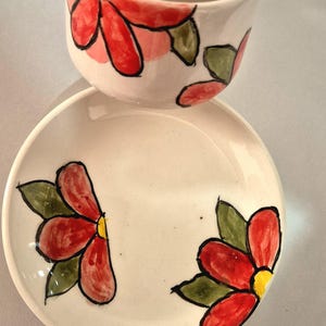 Floral Hand Painted Cup & Saucer – Unique Pottery Coffee Set