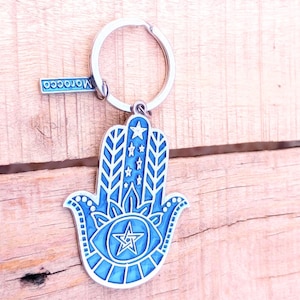 Srebrny brelok z symbolem Hamsa, brelok z symbolem ręki Fatimy, brelok na szczęście, czysty srebrny brelok z symbolem ręki Meriam, srebrny wisiorek z symbolem Hamsa do ochrony