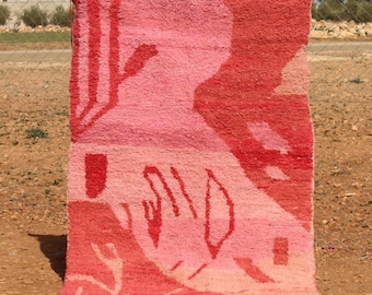 Moroccan Rug ,Pink Red Rug - Handmade Custom Moroccan Rug - Berber Rug , beni ourain rug ,tapis berbere