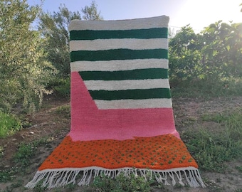 Custom Morrocan PInk Rug, Beni Ourain Rug, Handmade PInk Rug, Moroccan Area Rug, Moroccan Berber Rug, Moroccan Rug, Moroccan Rug 8x10