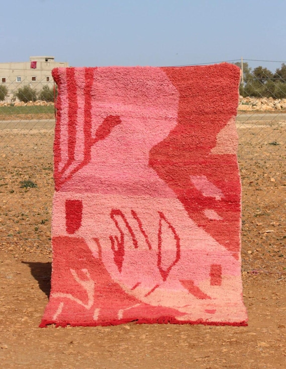 Moroccan Rug ,Pink Red Rug - Handmade Custom Moroccan Rug - Berber Rug , beni ourain rug ,tapis berbere