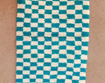 Checkered Moroccan Wool Rug: Custom Beni Ourain Style