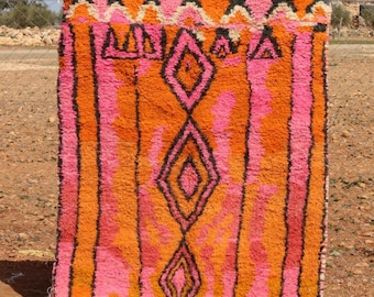 Medium Pink and Orange Rug , Soft Rug , Rugs For Bedroom , Front Door Rug , Bathroom Rug , Cotton Area Rug , Unique Rug , Colorful Rug