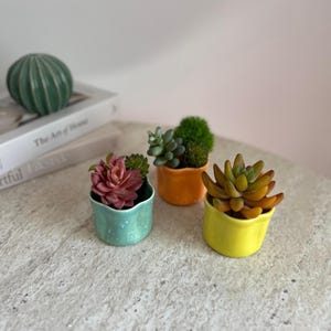 Turquoise Flower Shaped Succulent Planter – Ceramic Cactus Pot, Mini Indoor Plant Holder