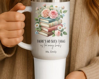 Floral Books 40oz Tumbler: Book Lover Gift
