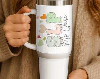 Personalized SLP Gift: 40oz Custom Name Tumbler for Speech Therapists