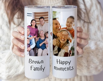 Custom 20oz Skinny Tumbler Personalized Photo and Text, Double Wall Insulated Travel Cup, Gift for Birthdays, Anniversaries, Pride Events
