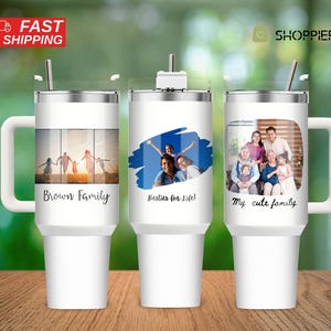Vaso personalizado de 40 oz con collage de fotos y pajita: taza personalizada, regalo para mamá, recuerdos familiares, Día de la Madre
