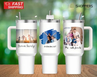 Custom Photo Collage 40oz Tumbler: Personalized Stainless Steel Mug, Gift for Mom