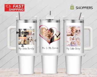 Custom 40oz Tumbler With Photo, Custom Collage Tumbler with Straw, Mothers Day, Personalized Picture Mug, Family Memories, Gift for Mom