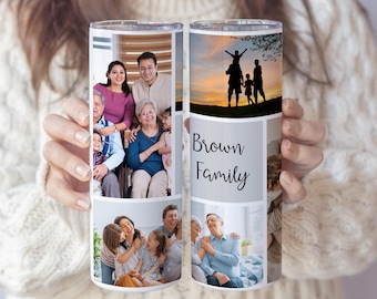 Custom Tumbler with Photo, Personalized Photo Collage Tumbler with text, Customized Travel Mug, Graduation Gift, Father's Day Gift