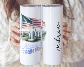 Vaso de viaje de acero inoxidable de 20 oz/30 oz con la bandera de EE. UU. para el Día de los Caídos