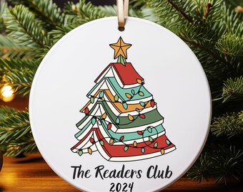 Personalized Christmas Book Club Ornament, Bookworm Gifts, Book Ornament, 2025 Christmas Ornaments, Book Lover Gift, Book Reader Gift