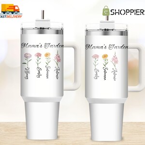 Mother&#39;s Day 2025 Gift for Mom, Personalized 40oz Tumbler with Birth Month Flower & Kid&#39;s Names, Custom Mother&#39;s Day Tumbler