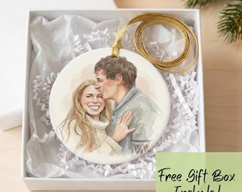 Family Portrait Ornament, Personalized Photo Ornament, Bestie Gift, Custom Watercolor Ornaments, Christmas Ornaments 2025, Couple Ornament
