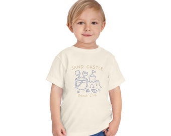 T-shirt pour tout-petit Beach Club Sand Castle | Jolie chemise de plage pour tout-petit