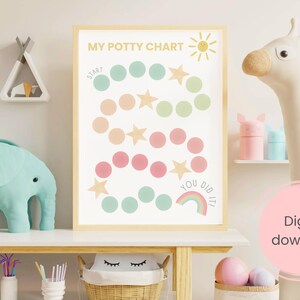 Druckbare Töpfchen Karte, Regenbogen Kindertöpfchen, Regenbogen Kindertöpfchen, Kindertöpfchen Karte für Mädchen, Kindertöpfchen Belohnungskarte