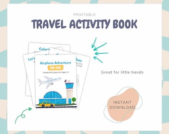 Kids Travel Activity Book: Airplane Games, Coloring, Mazes (PDF Download) Ages 3-6