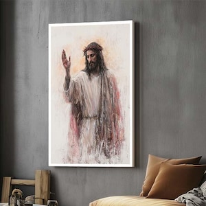 Jesus Blessing with the Crown of Thorns Canvas Print, Christian Wall Art, Faith Based Canvas, Religious Art, Spiritual Inspirational Gift