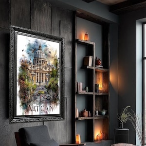 Vatican City Wall Art – St. Peter’s Basilica Canvas Print – Italy Architecture Travel Decor for Living Room – Ready to Hang Wall Decor