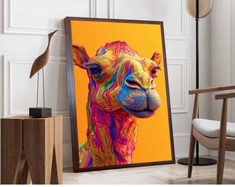 Colorful Camel Wall Art - Vibrant Animal Canvas - Pop Art Safari Decor - Psychedelic Wildlife Print - Modern Desert Artwork