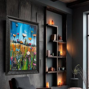 Colorful Wildflower Field Canvas Art | Abstract Flower Meadow Canvas Decor | Vibrant Floral Wall Decor for Living Room or Office