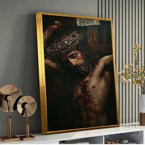 Stampa su tela della crocifissione di Gesù, Passione di Cristo, arte murale cristiana, decorazione religiosa, opera d&#39;arte del Venerdì Santo, regalo per la casa basato sulla fede