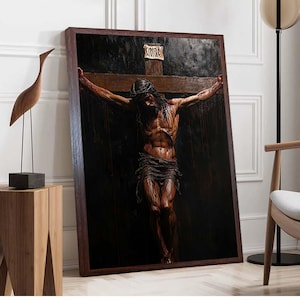Tela della crocifissione di Gesù, Arte della passione di Cristo, Decorazione murale cristiana, Opera d&#39;arte religiosa per la casa, Regalo basato sulla fede, Stampa della croce di Pasqua