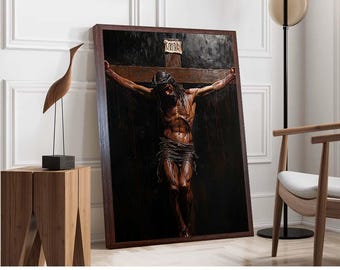 Jesus Crucifixion Canvas, Passion of Christ Art, Christian Wall Decor, Religious Home Artwork, Faith-Based Gift, Easter Cross Print