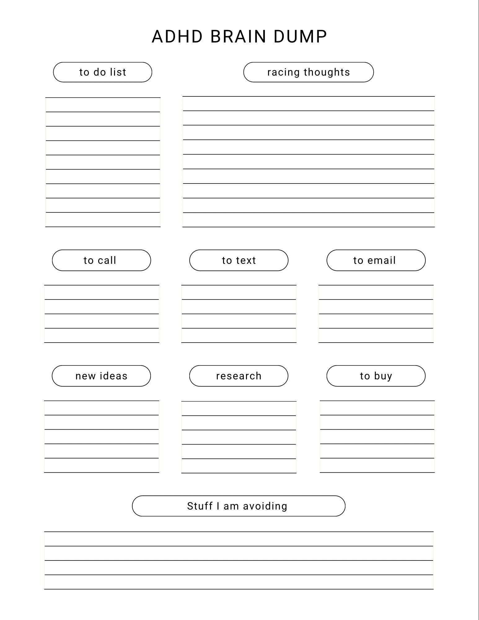 ADHD Brain Dump Printable | Overwhelm Reset Planner | 3 Styles Included ...