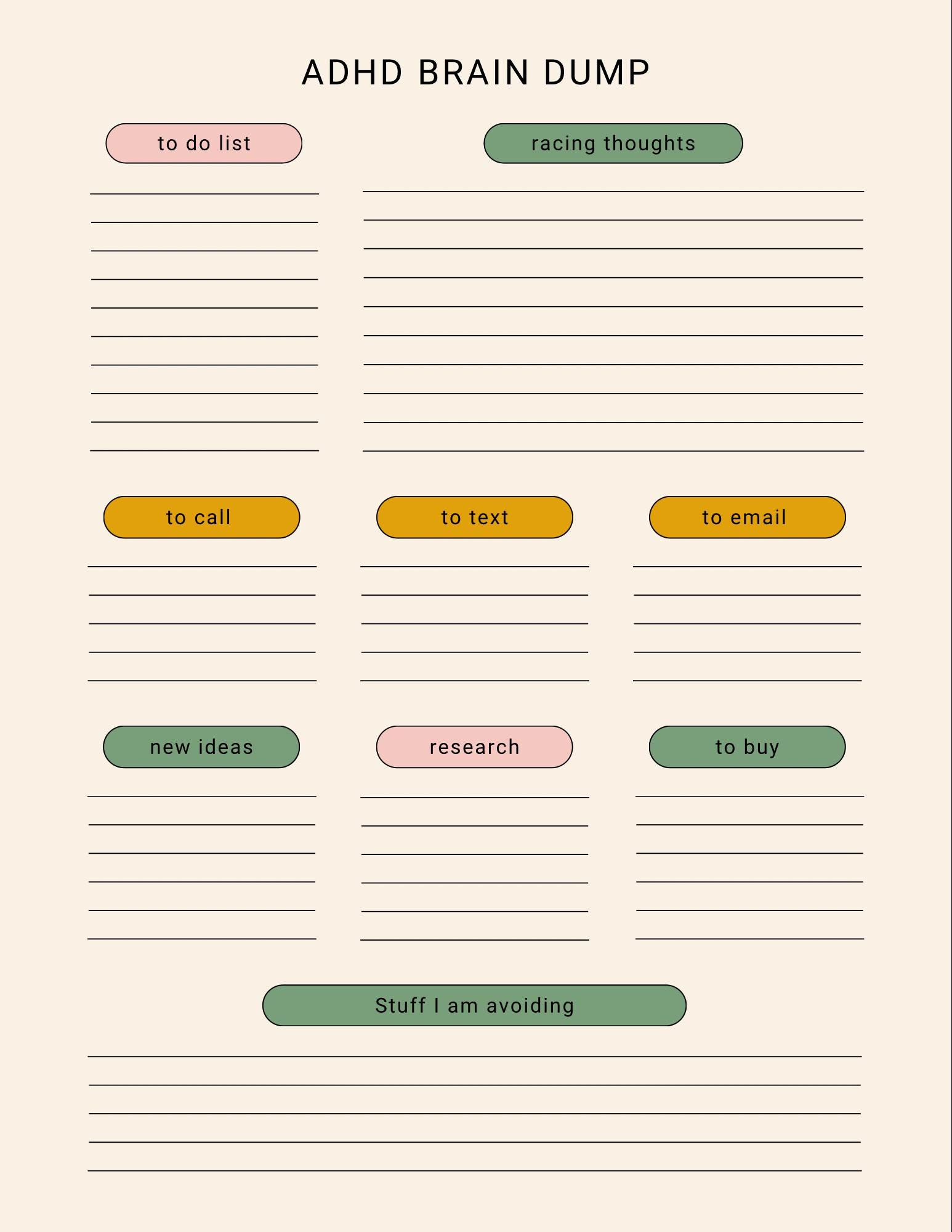 ADHD Brain Dump Printable | Overwhelm Reset Planner | 3 Styles Included ...