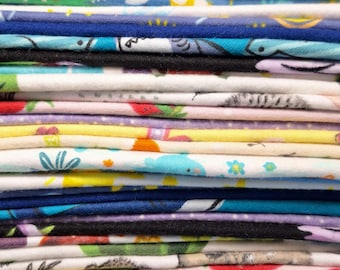7X7 Variety Pack Cotton Flannel Wipes 2PLY: Reusable Cloth Napkins, Kids Prints