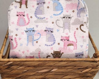 8X8 Cotton Flannel Cloth Wipes: Cat Print Reusable Cloth Napkins, Eco-Friendly Cloth Tissues