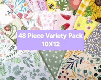10X12 48 Piece Variety Pack Cotton Flannel Paperless Towels: Reusable Kitchen Cloths, Sustainable Living