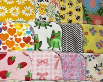 8X8 - 40 Pack Cotton Flannel Cloth Napkins – Reusable Kitchen Wipes Variety Prints