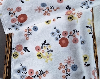 Floral Cotton Flannel Paperless Towels: Reusable Kitchen Cloth, 10"X12"