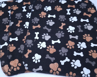 10X12 Reusable Kitchen Cloths: Paperless Towels, Flannel Pet Wipes, Set of 6
