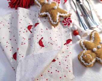 Winter Cardinal Classic Cotton Flannel Paperless Towels Napkins Kitchen Hand Towels Bathroom Guest Towels 10x12