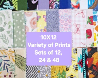10x12 Cotton Flannel Paperless Towels: Variety Prints, Reusable Kitchen Cloths, Napkins