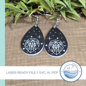Orecchino zodiacale Leone svg, download digitale, orecchino minimalista svg, orecchino geometrico SVG, file tagliato al laser, costellazione incisa al laser