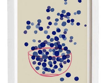 Blueberry art print - 16,5 x 23,3" (A2 - 42x59,4 cm) formaat keukenkunst - keuken art poster