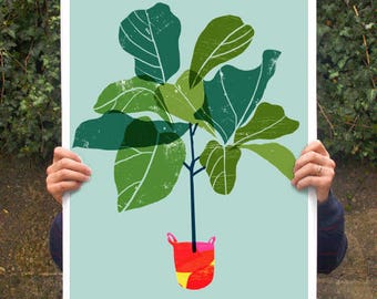 Fiddle Leaf Fig Tree 2 - Tropische bladprint / hoge kwaliteit fine art print