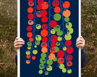 Cherry Tomatoes 2 Poster print  20"x27" - tomato art - archival fine art giclée print