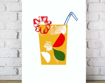 Juice print - Summer Cocktail Smoothie art print  11"x15 - archival fine art giclée print