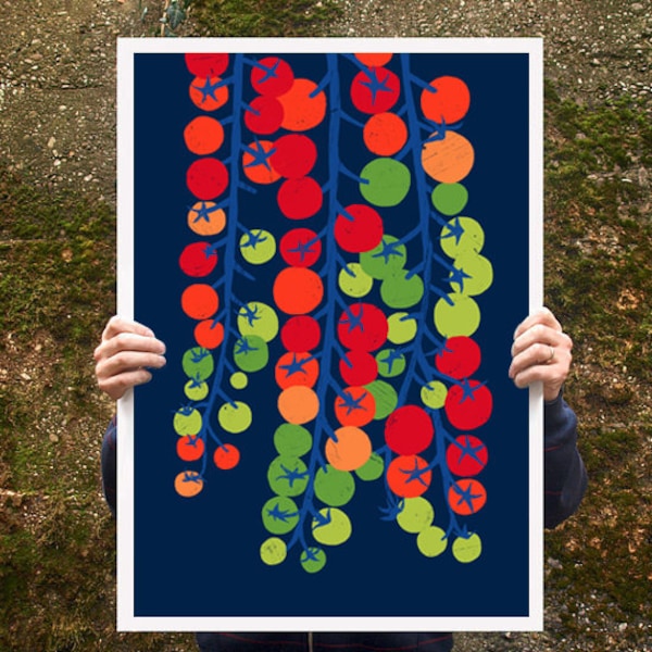 Cherry Tomatoes 2 Poster print  20"x27" - tomato art - archival fine art giclée print